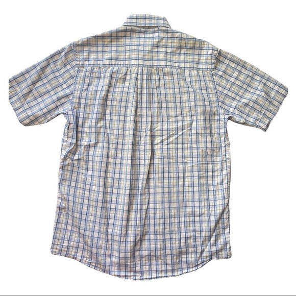 Van Heusen S White Blue Plaid Short Sleeve Casual Button Front Dress Shi… - Picture 7 of 9